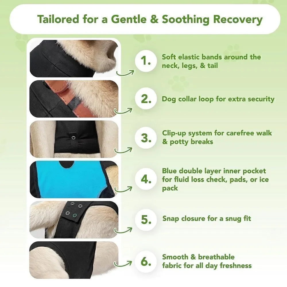 Suitical Dog Surgery Recovery Suit with Clip-Up System - Small